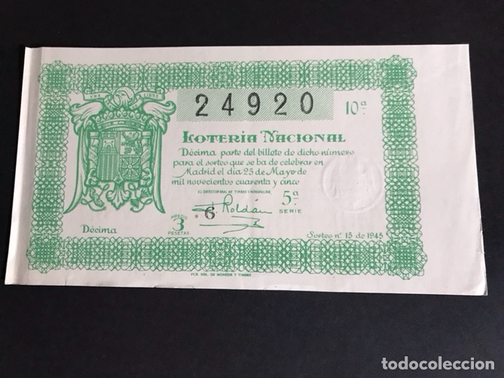 National Spanish Lottery: Loteria A&ntilde;o 1945 sorteo 15