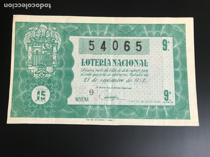 Nationale spanische Lotterie: Loteria A&ntilde;o 1958 sorteo 27