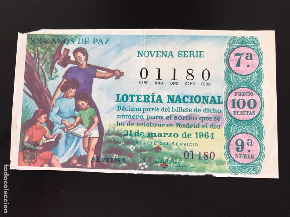 Nationale spanische Lotterie: Loteria A&ntilde;o 1964 sorteo 31 Marzo