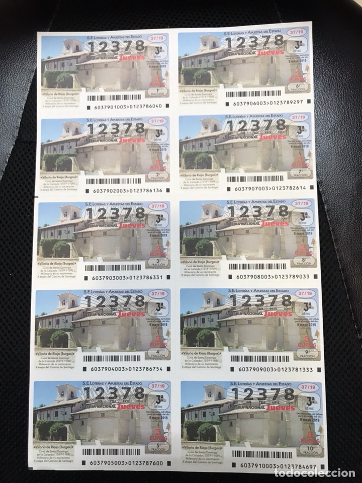 Nationale spanische Lotterie: Loteria A&ntilde;o 2019 sorteo 37 billete completo