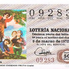 Lotteria Nationale Spagnola: LOTERIA NACIONAL, GOYA, MUCHACHOS COGIENDO FRUTA, 9-3-1972
