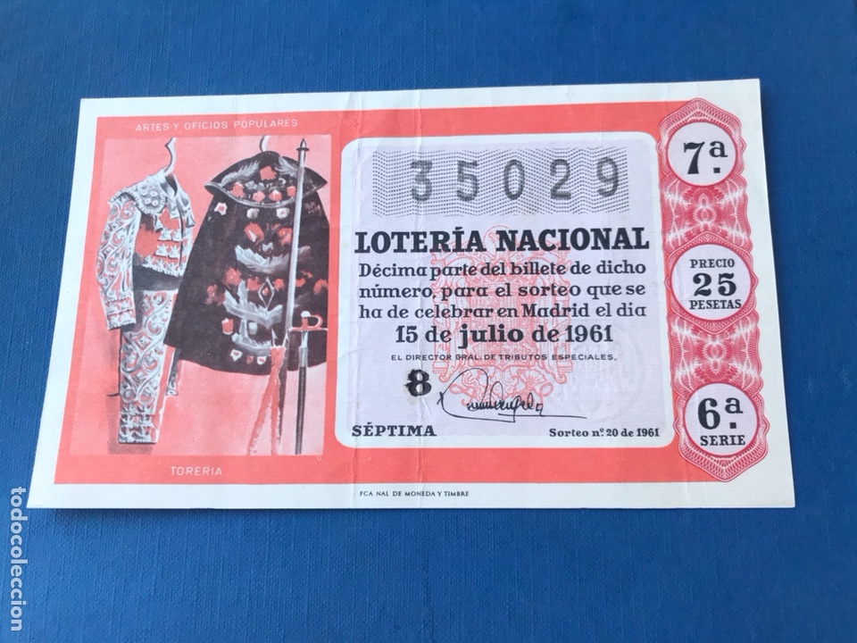 National Spanish Lottery: Loteria A&ntilde;o 1961 sorteo 20
