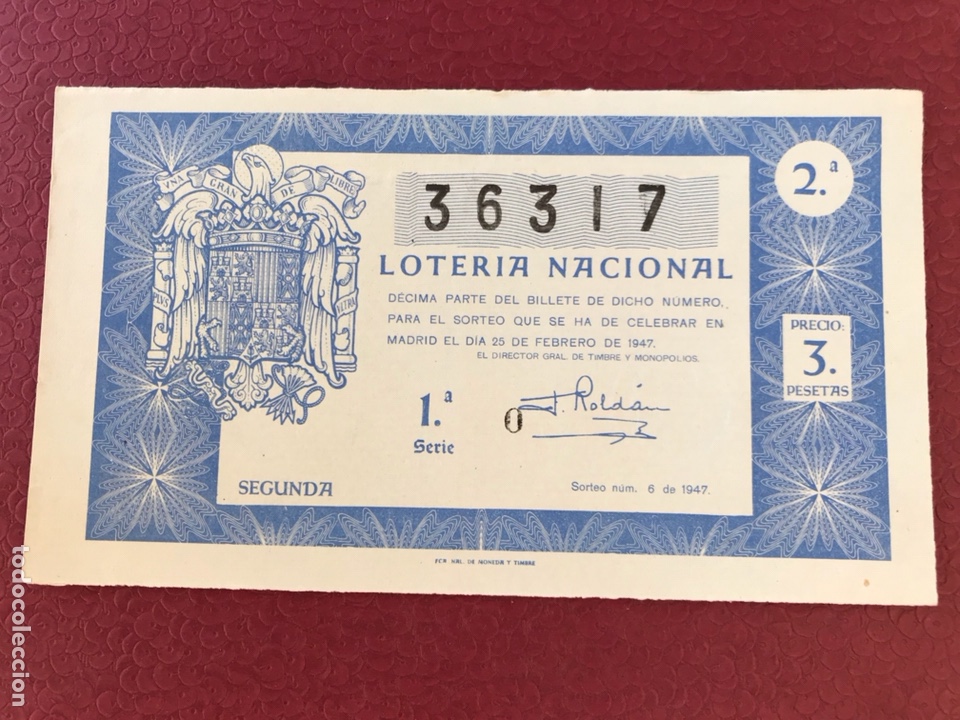 National Spanish Lottery: Loteria A&ntilde;o 1947 sorteo 6