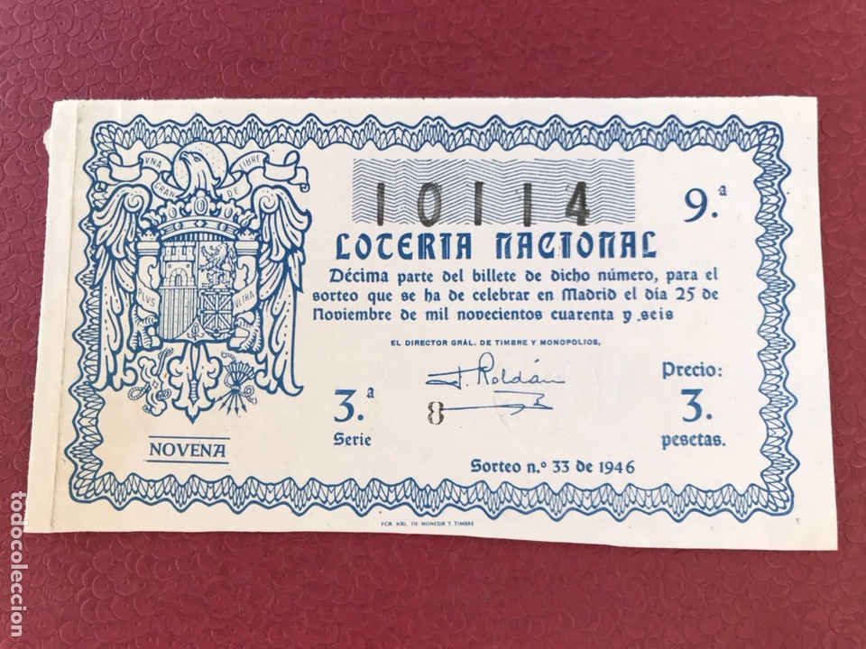 National Spanish Lottery: Loteria A&ntilde;o 1946 sorteo 33