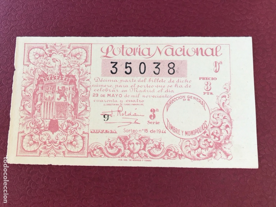 National Spanish Lottery: Loteria A&ntilde;o 1944 sorteo 15