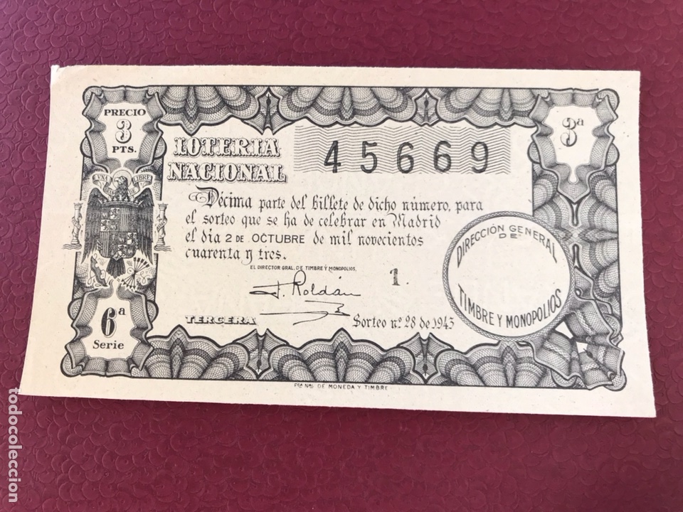 National Spanish Lottery: Loteria A&ntilde;o 1943 sorteo 28