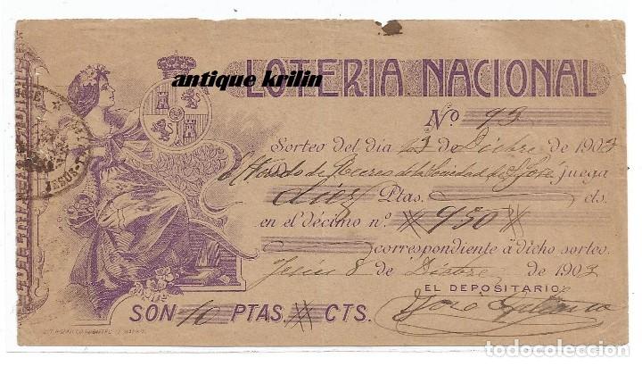 Loter&iacute;a Nacional: PARTICIPACION LOTERIA NACIONAL .- DICIEMBRE 1903 .- LIT. ROMILLO FUENTES
