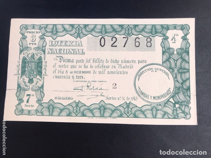 National Spanish Lottery: Loteria A&ntilde;o 1943 sorteo 34
