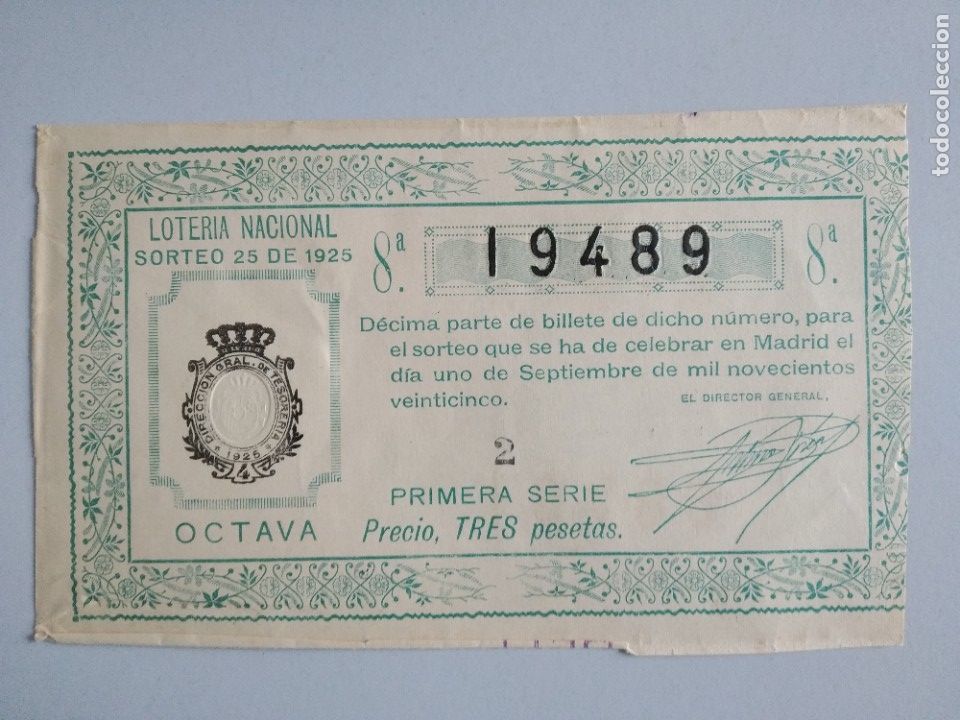 Nationale spanische Lotterie: 3 decimos loteria a&ntilde;o 1925 sorteo 25