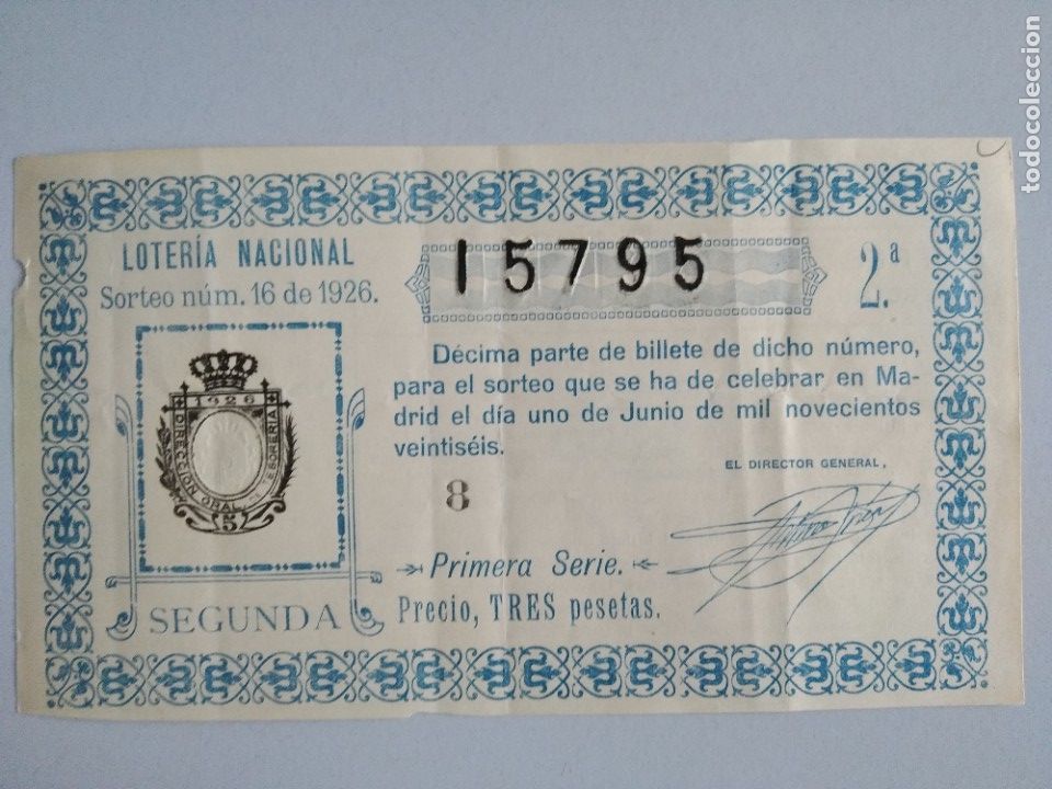 Nationale spanische Lotterie: Decimo loteria a&ntilde;o 1926 sorteo 16