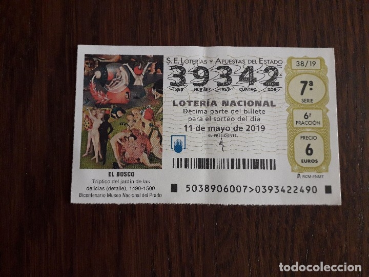 Loter&iacute;a Nacional: d&eacute;cimo loter&iacute;a nacional de dia 11-05-19 El Bosco, tr&iacute;ptico del jard&iacute;n de las delicias, Museo Prado