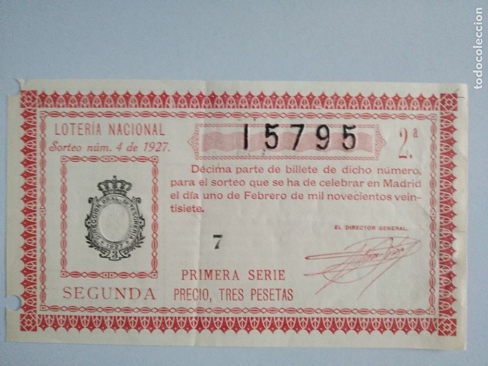 Nationale spanische Lotterie: Decimo loteria a&ntilde;o 1927 sorteo 4