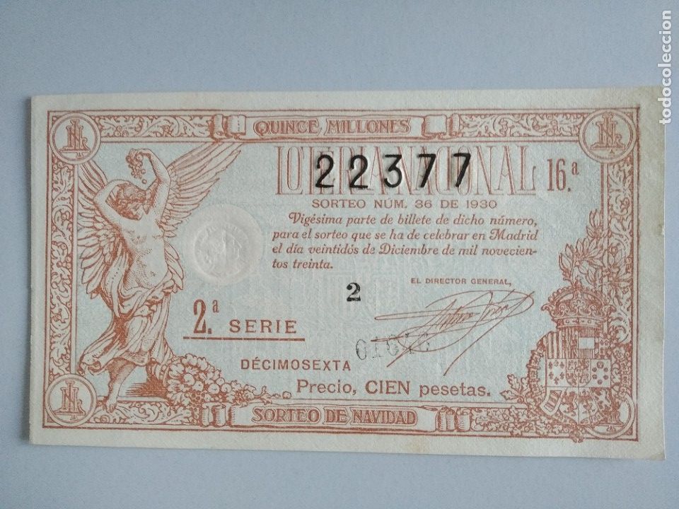 Nationale spanische Lotterie: Decimo loteria a&ntilde;o 1930 sorteo 36