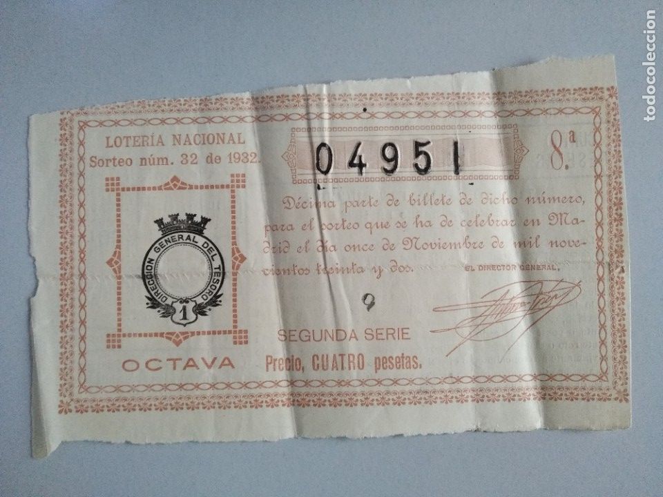 Nationale spanische Lotterie: Decimo loteria a&ntilde;o 1932 sorteo 32 N&uacute;m 04951