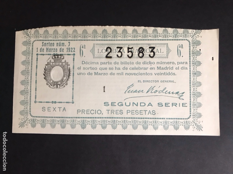 Loterie Nationale: Loteria A&ntilde;o 1922 sorteo 7