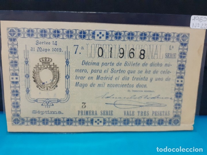 Loter&iacute;a nacional: Loteria nacional del a&ntilde;o 1912 sorteo 14
