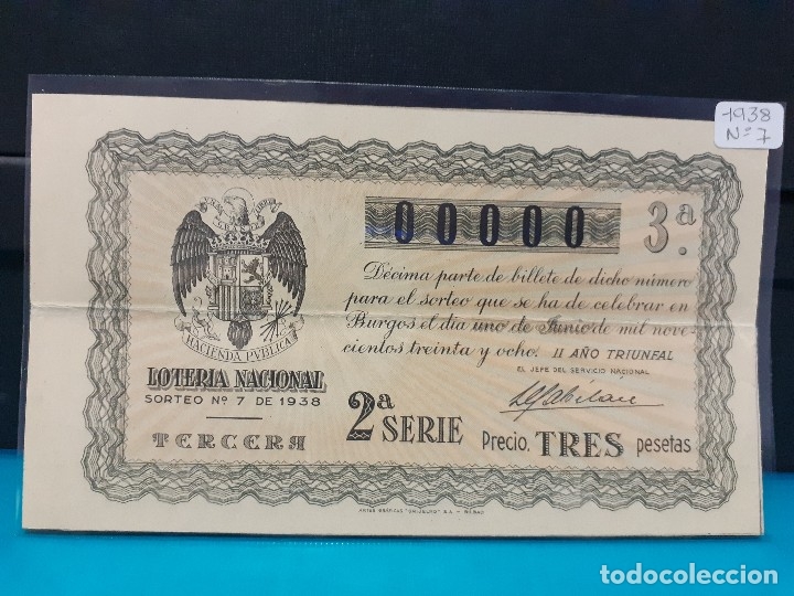 Loter&iacute;a nacional: Loteria nacional del a&ntilde;o 1938 sorteo 7