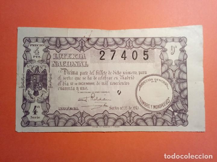 National Spanish Lottery: Loteria Nacional 12 de Diciembre de 1941 Sorteo 35 N&uacute;m 27405