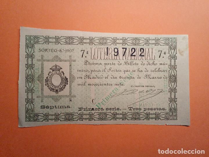 Nationale spanische Lotterie: Loteria Nacional 30 Marzo 1907 Sorteo 8 N&uacute;m 19722