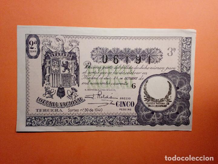 Nationale spanische Lotterie: Loteria Nacional 21 Octubre 1940 Sorteo 30 N&uacute;m 06191