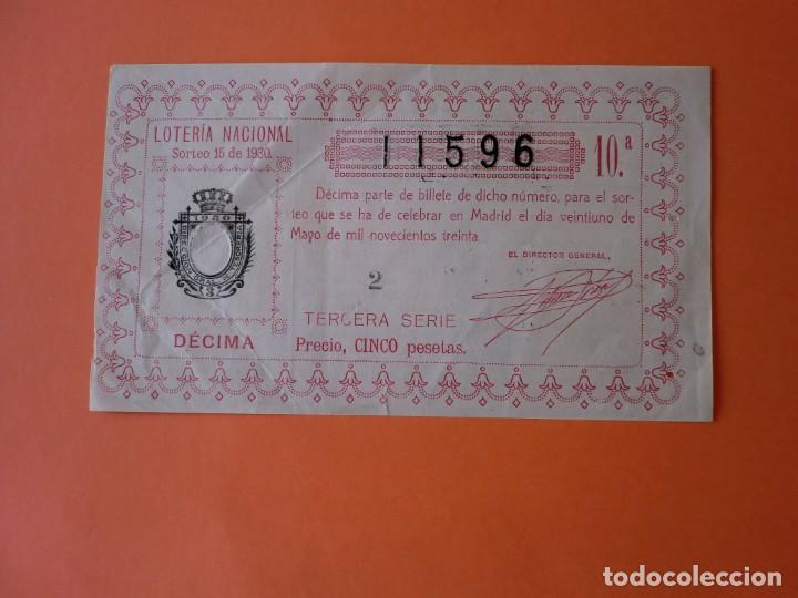 Nationale spanische Lotterie: Loteria Nacional 21 Mayo 1930 Sorteo 15 N&uacute;m 11596