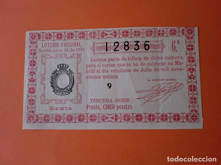 Nationale spanische Lotterie: Loteria Nacional 21 Julio 1930 Sorteo 21 N&uacute;m 12836