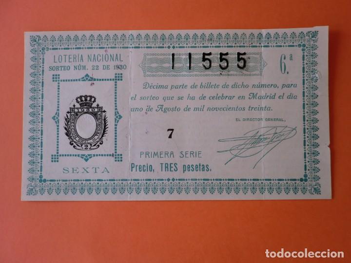 Nationale spanische Lotterie: Loteria Nacional 1 Agosto 1930 Sorteo 22 N&uacute;m 11555