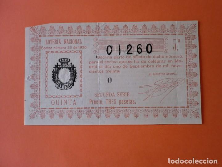 Nationale spanische Lotterie: Loteria Nacional 1 Septiembre 1930 Sorteo 25 N&uacute;m 01260