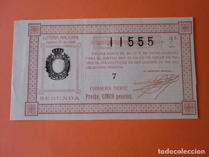 Nationale spanische Lotterie: Loteria Nacional 22 Septiembre 1930 Sorteo 27 N&uacute;m 11555