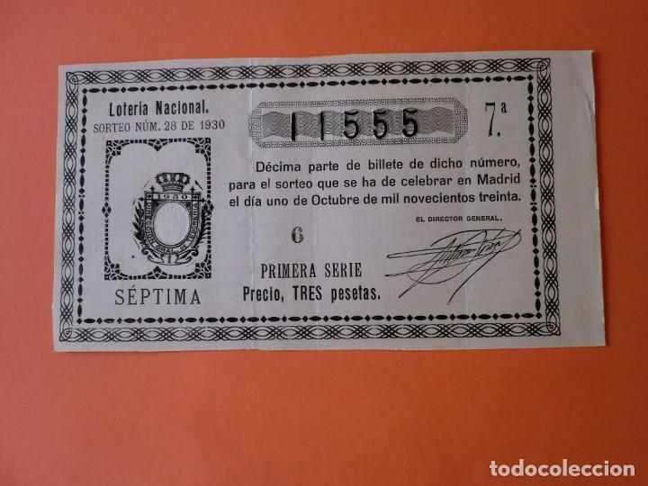 Nationale spanische Lotterie: Loteria Nacional 1 Octubre 1930 Sorteo 28 N&uacute;m 11555