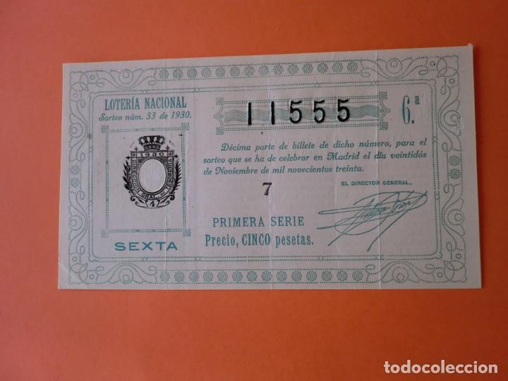 National Spanish Lottery: Loteria Nacional 22 Noviembre 1930 Sorteo 33 N&uacute;m 11555