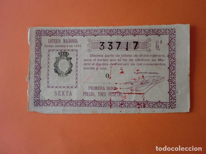 Nationale spanische Lotterie: Loteria Nacional 2 Febrero 1931 Sorteo 4 N&uacute;m 33717