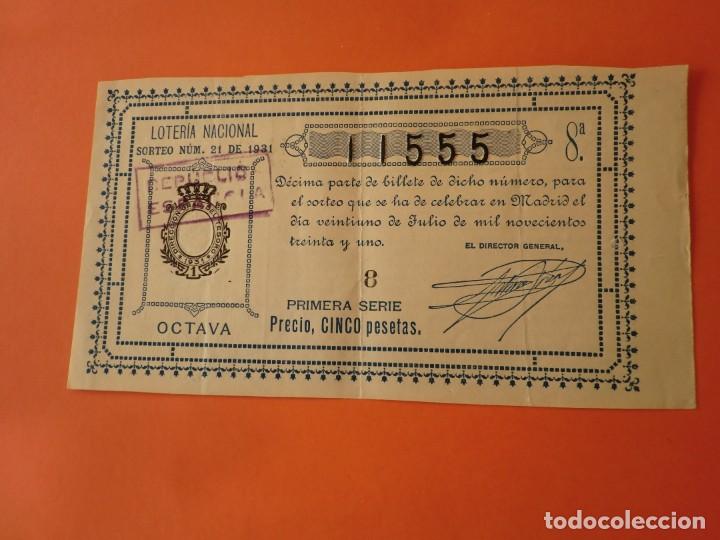 Nationale spanische Lotterie: Loteria Nacional 21 Julio 1931 Sorteo 21 N&uacute;m 11555