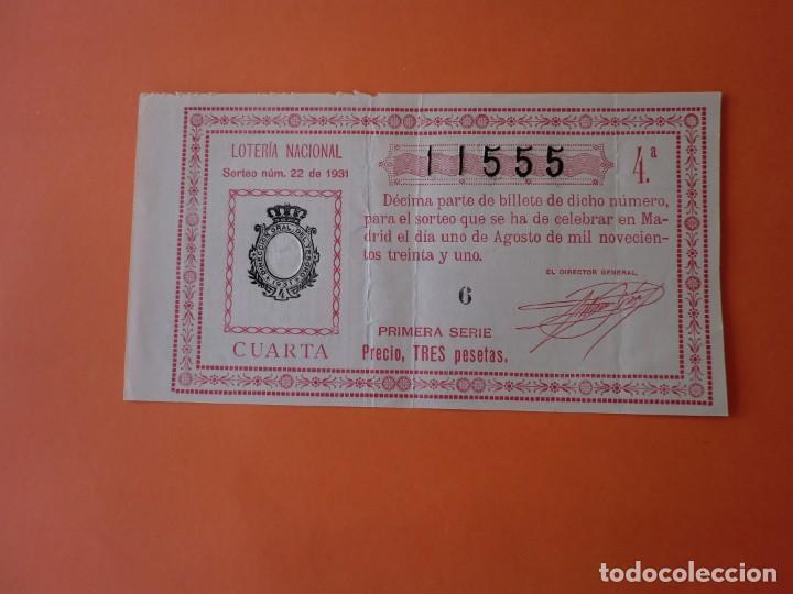 Nationale spanische Lotterie: Loteria Nacional 1 Agosto 1931 Sorteo 22 N&uacute;m 11555