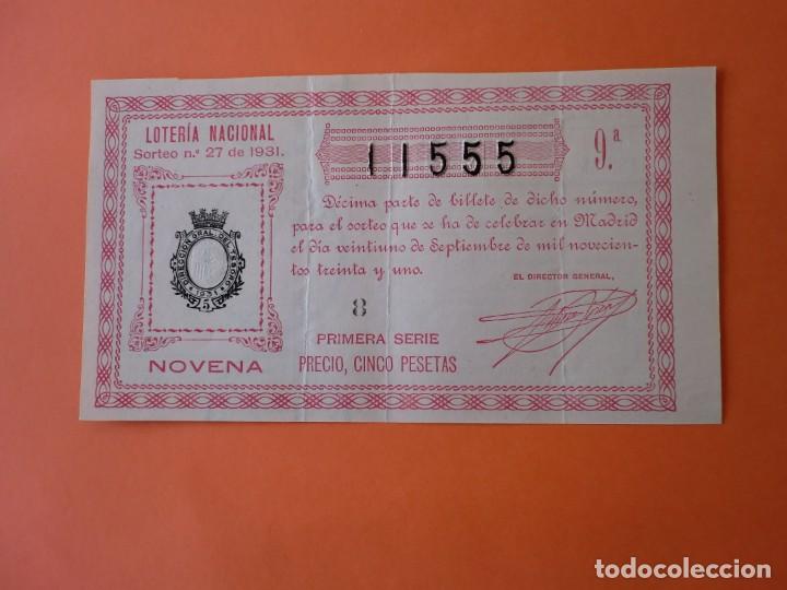 Nationale spanische Lotterie: Loteria Nacional 21 Septiembre 1931 Sorteo 27 N&uacute;m 11555