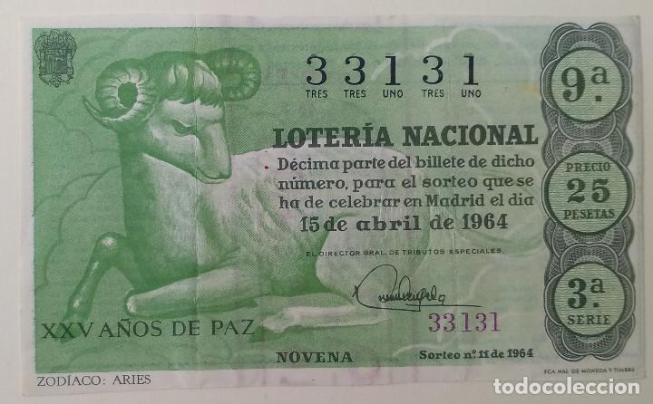 National Spanish Lottery: Loteria Nacional. D&eacute;cimo a&ntilde;o 1964, sorteo n&ordm; 11