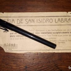 Lotería Nacional: ROMERIA SAN ISIDRO LABRADOR RIFA DE UN PAR DE VACAS 1945 ORIHUELA ALICANTE . Lote 186188373