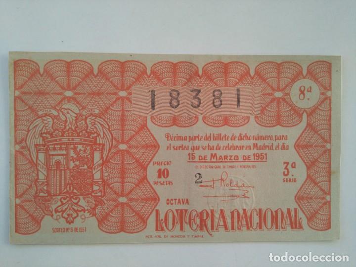 Nationale spanische Lotterie: Loteria Nacional 15 Marzo 1951 Sorteo 8 N&uacute;m 18381 capicua