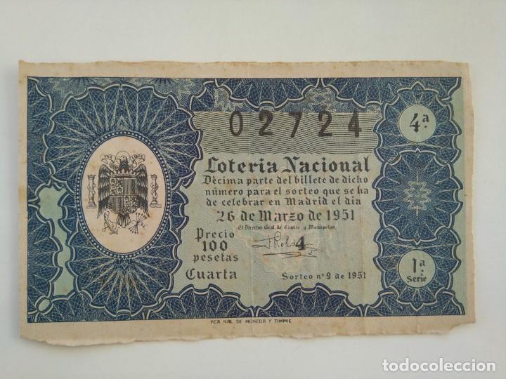 Nationale spanische Lotterie: Loteria Nacional 26 Marzo 1951 Sorteo 9 N&uacute;m 02724