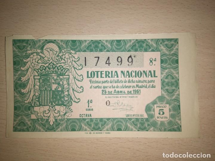 Lotaria Nacional: Loteria Nacional 25 Abril 1951 Sorteo 12 N&uacute;m 17499