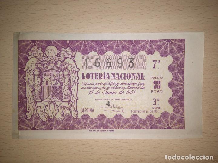 Lotaria Nacional: Loteria Nacional 15 Junio 1951 Sorteo 17 N&uacute;m 16693