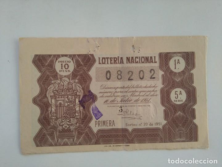 Nationale spanische Lotterie: Loteria Nacional 16 Julio 1951 Sorteo 20 N&uacute;m 08202