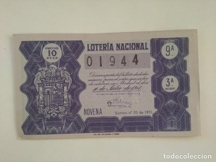 Nationale spanische Lotterie: Loteria Nacional 16 Julio 1951 Sorteo 20 N&uacute;m 01944