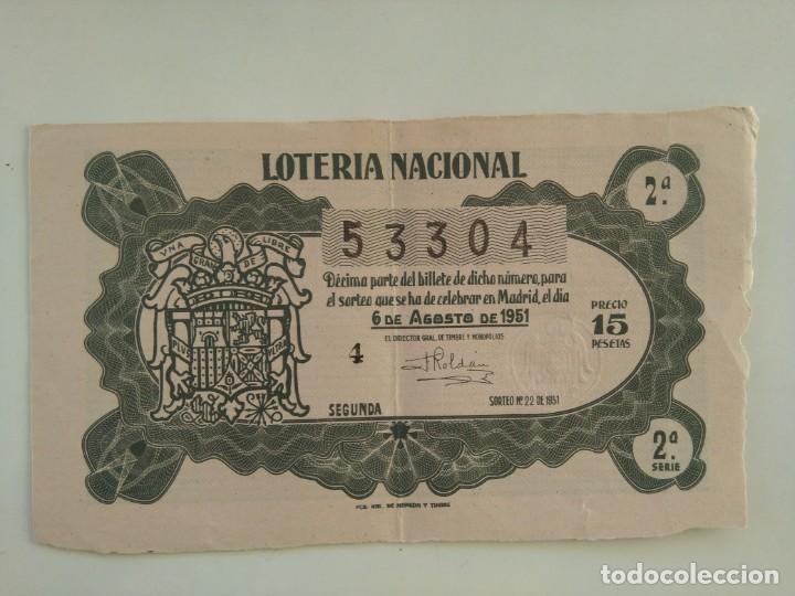 Nationale spanische Lotterie: Loteria Nacional 6 Agosto 1951 Sorteo 22 N&uacute;m 53304