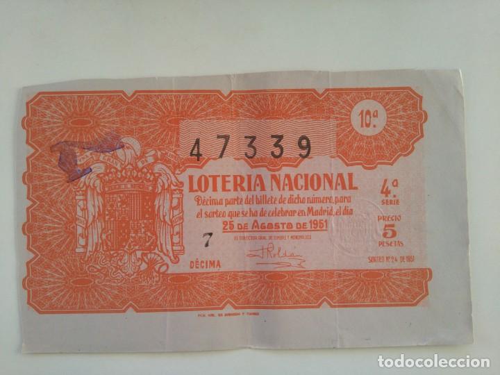Lotaria Nacional: Loteria Nacional 25 Agosto 1951 Sorteo 24 N&uacute;m 47339