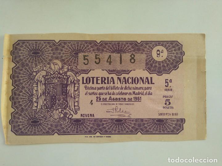Lotaria Nacional: Loteria Nacional 25 Agosto 1951 Sorteo 24 N&uacute;m 55418