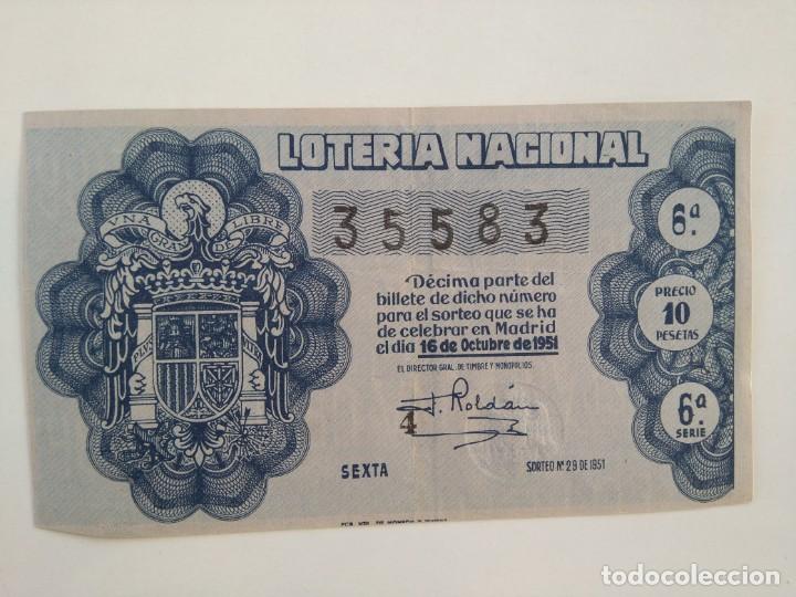 Nationale spanische Lotterie: Loteria Nacional 16 Octubre 1951 Sorteo 29 N&uacute;m 35583