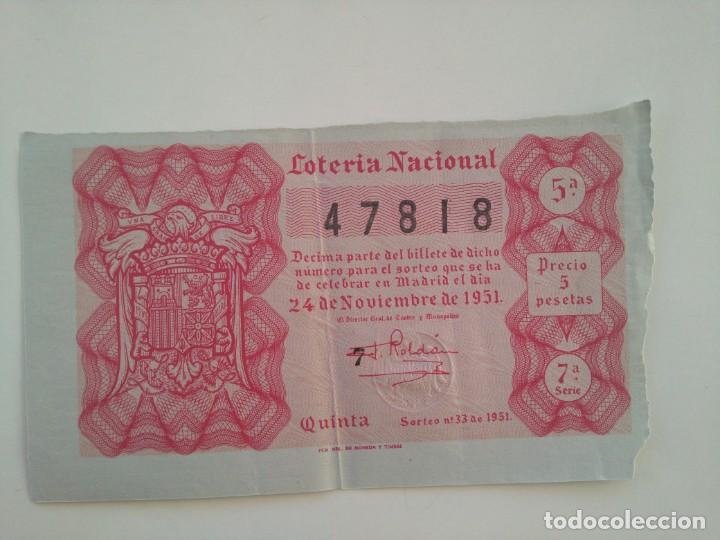 Nationale spanische Lotterie: Loteria Nacional 24 Noviembre 1951 Sorteo 33 N&uacute;m 47818