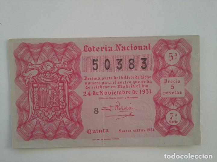 Lotaria Nacional: Loteria Nacional 24 Noviembre 1951 Sorteo 33 N&uacute;m 50383