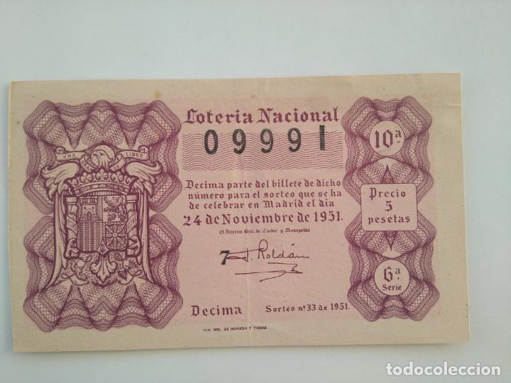Nationale spanische Lotterie: Loteria Nacional 24 Noviembre 1951 Sorteo 33 N&uacute;m 09991